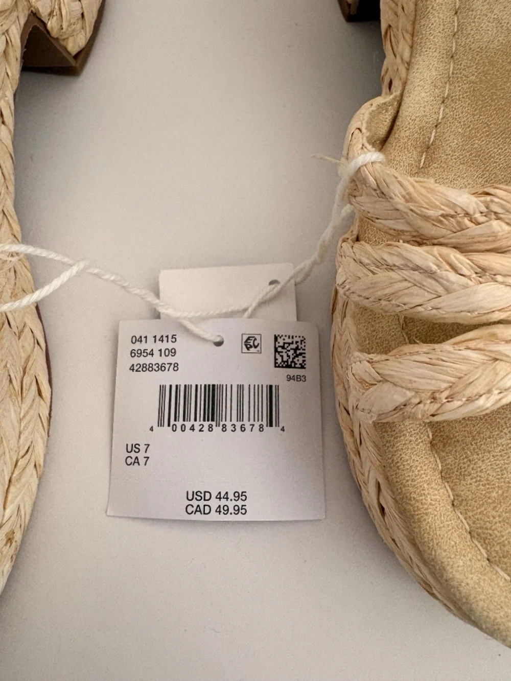 American Eagle Natural Raffia Braided Platform Espadrille Heeled Sandals